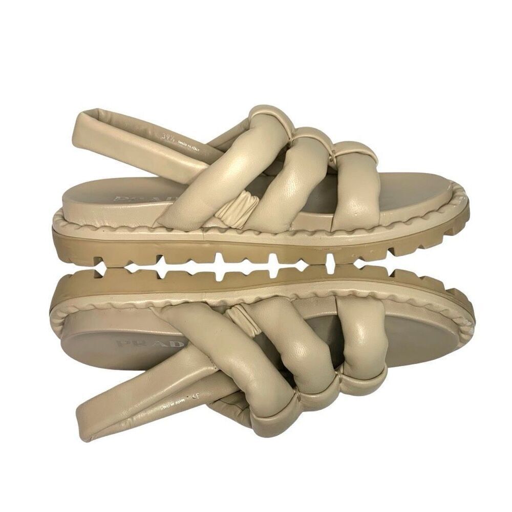 Prada Blow Padded Leather Puffy Slingback Sport Sandal EU 39.5 US 9.5 Leather - Picture 6 of 12